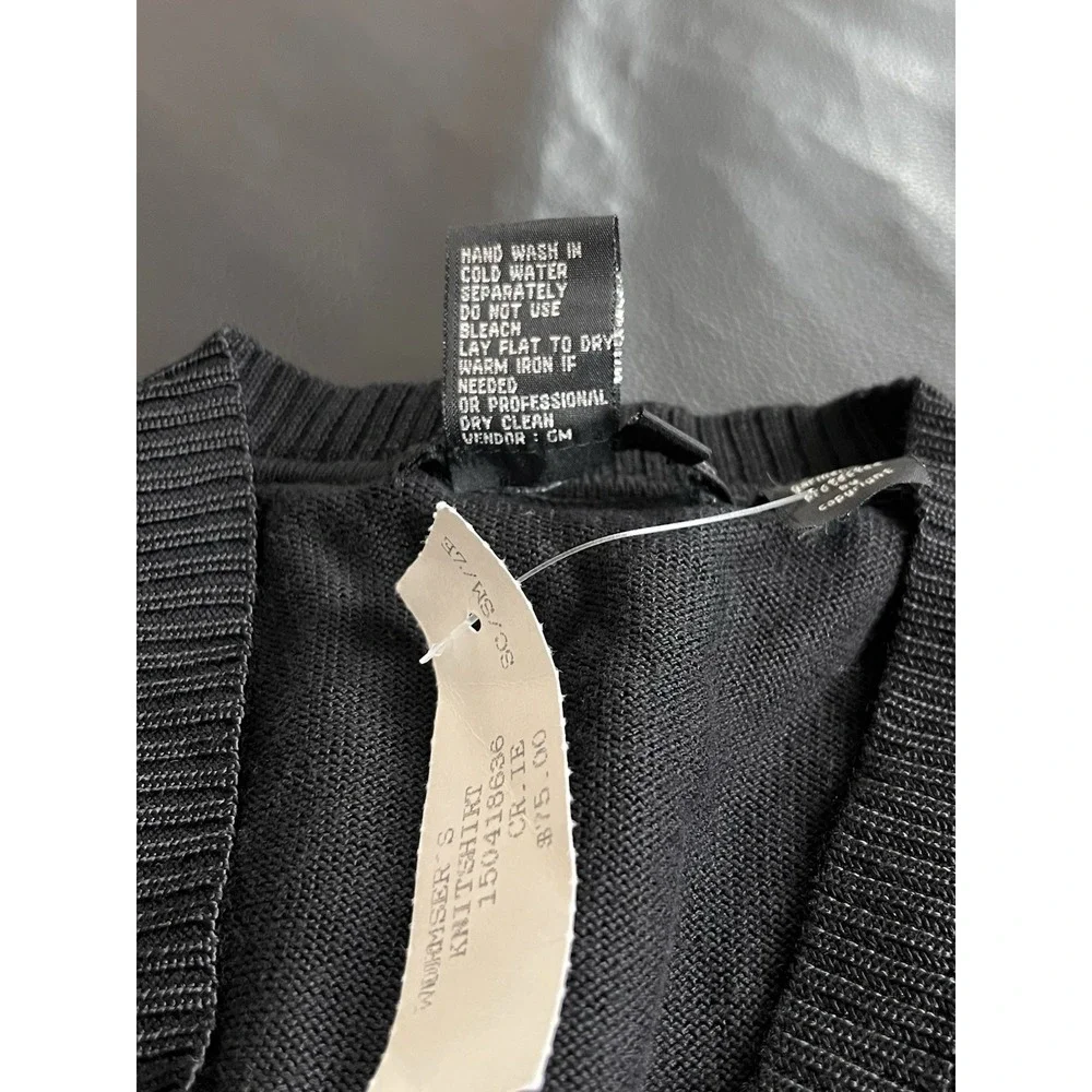 Vintage 90s Tulliano Men's XXL V-Neck Sweater Black Argyle Texture Old Money NWT